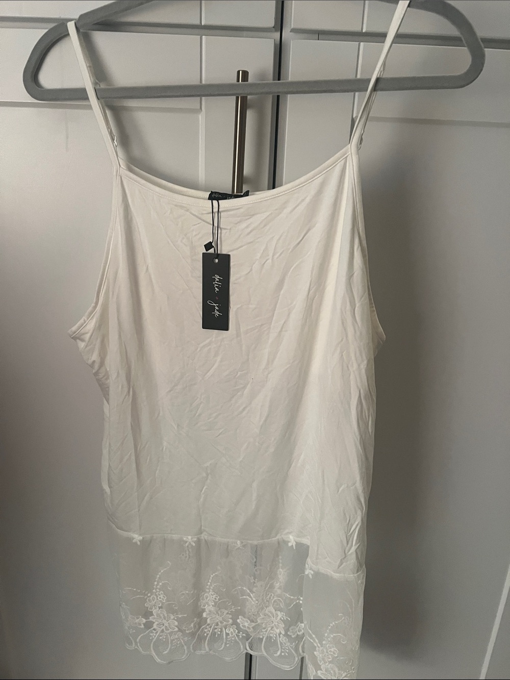 Dalia White Lace-Hem Camisole